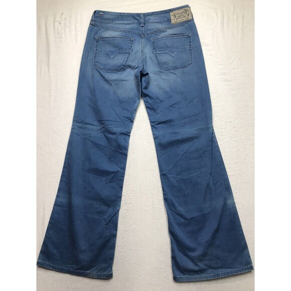 DIESEL Wirky Wide Boot Jean Women 32x31 (30/32 tag) Light Whisker Wash ITALY - Picture 2 of 16